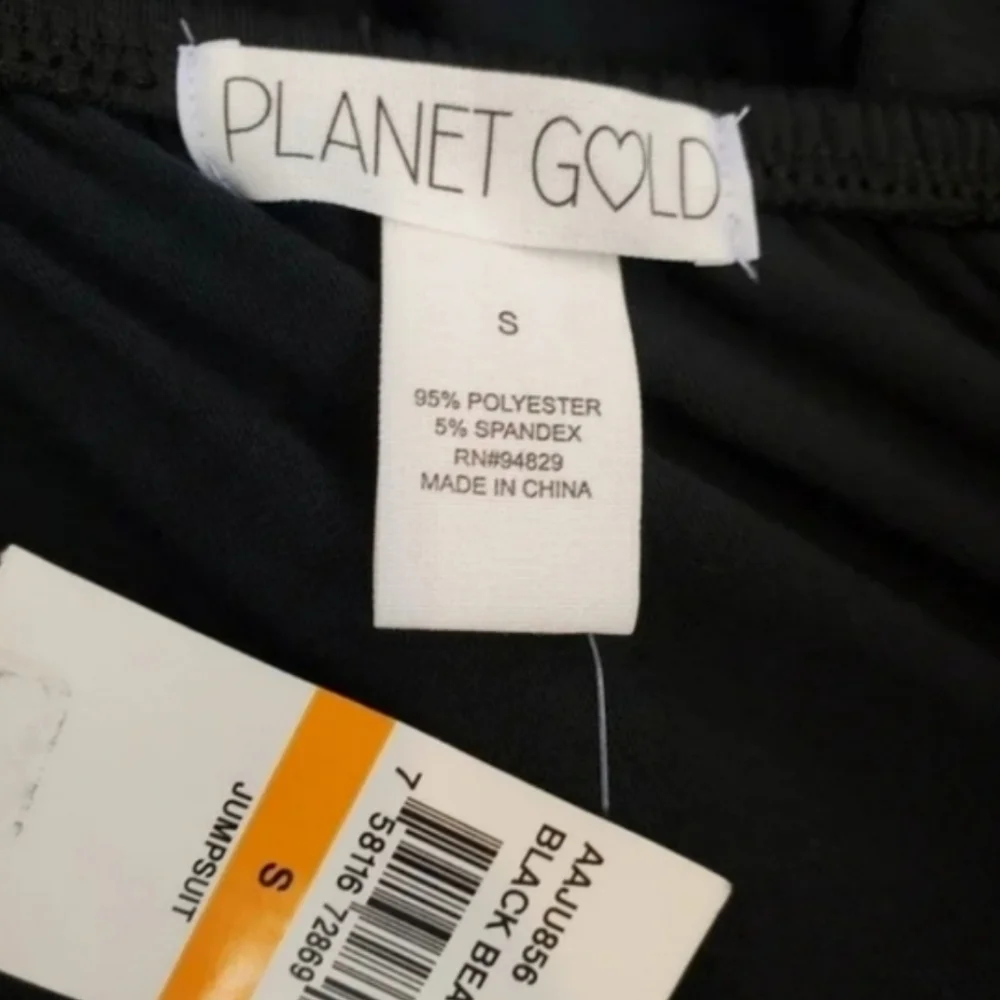 Planet Gold Black Off-Shoulder Jumpsuit